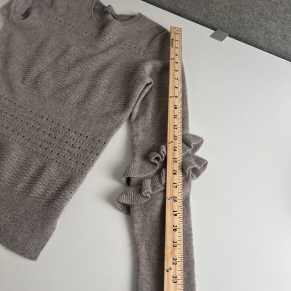 Neiman Marcus Cashmere Collection Sweater Womens Size M Gray Ruffled Sleeve‎ - Picture 7 of 13